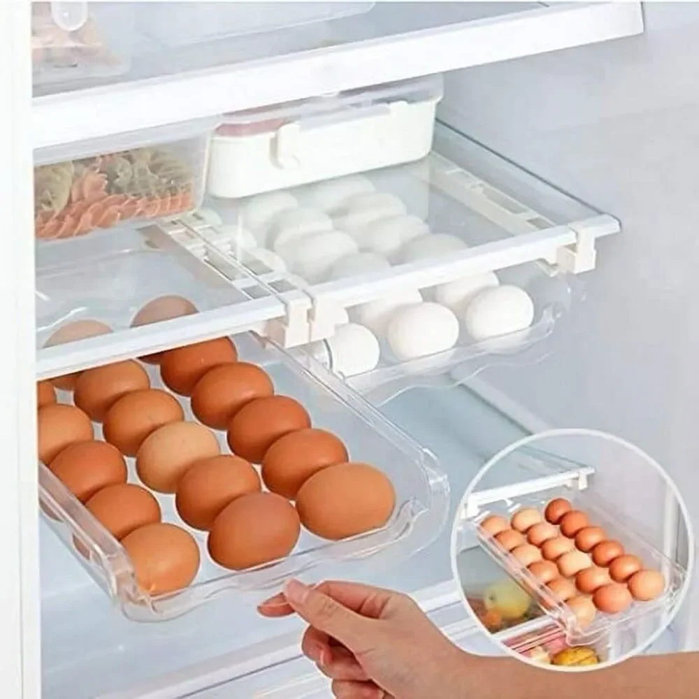 Refrigerator 12 Egg Drawer Organizer Holder Tray Container 1 Dozen Slide Pull